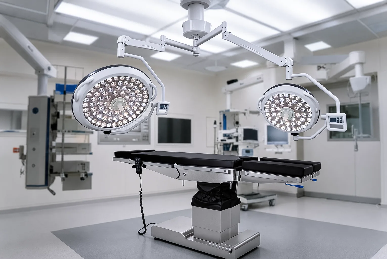 Integrated OT Solution with surgical lights and operating table